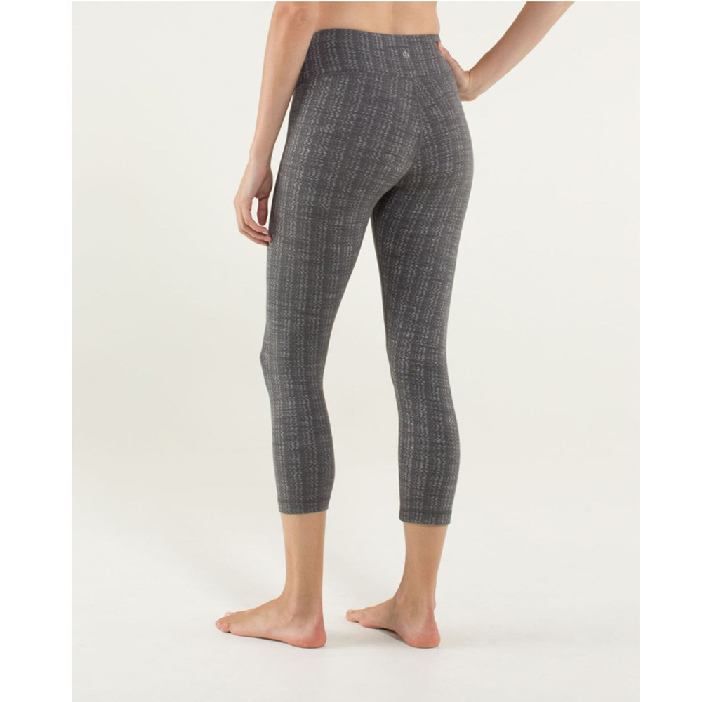 Lululemon Wunder Under Crop Textured Gray & White 6